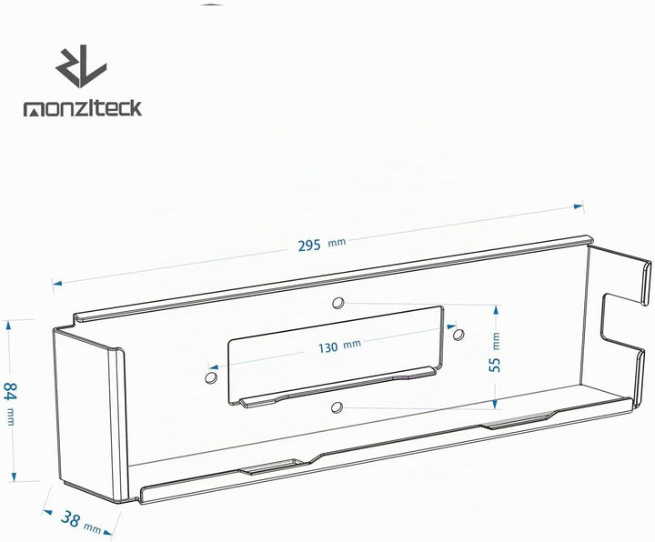 Monzlteck Wandhalterung für PS4 Original (altes Modell), in der Nähe oder hinter dem Fernseher, plat