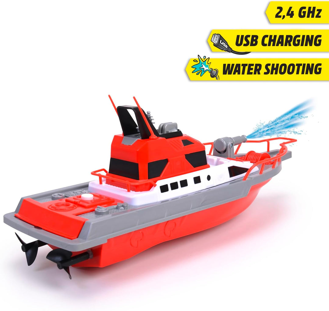 Dickie Toys – Feuerwehrboot – ferngesteuertes Boot für Kinder ab 6 Jahren, mit Wasserspritzfunktion