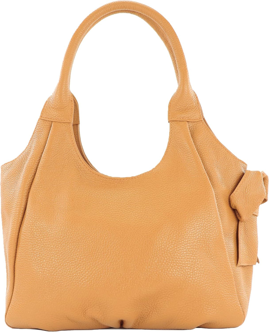 modamoda de - IT28 - ital Damen Schultertasche aus Leder Camel/Leder, Camel/Leder