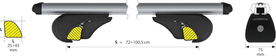 Lampa n15034 Paar Dachträger Rail-pro S Aluminium S 108 cm, S 108 cm