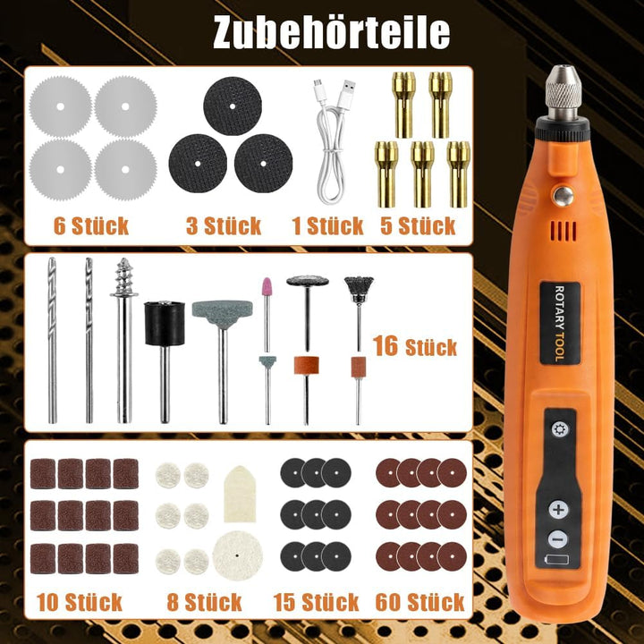 Mini Dremel Multifunktionswerkzeug mit LED, Rotationswerkzeug mit 8 Geschwindigkeiten, Multifunktion