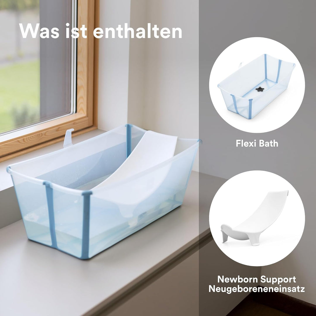 Stokke Flexi Bath (Ocean Blue) mit Newborn Support - Robust & einfach zu verstauen - Bequem für zuha