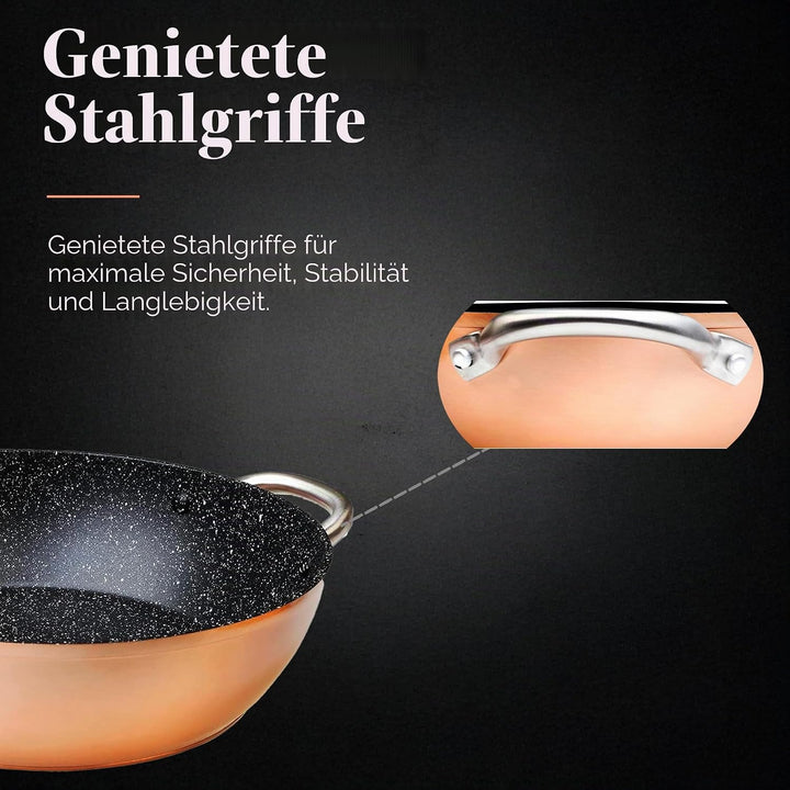 WECOOK! Professional Niedrige Kochtopf 24 cm Induktion, Ökologischer Antihaft-Stein ohne PFOA, Gesch