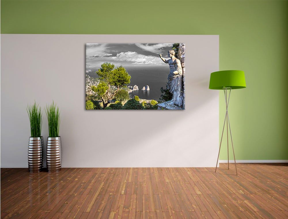 Pixxprint Insel Capri in Italien B&W Detail, Format: 100x70 auf Leinwand, 100x70