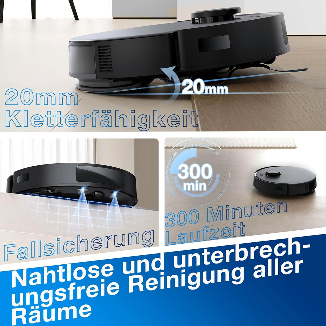 ECOVACS DEEBOT N20 PRO Plus Saugroboter mit Wischfunktion, Automatischer Entleerung Station, 8000Pa