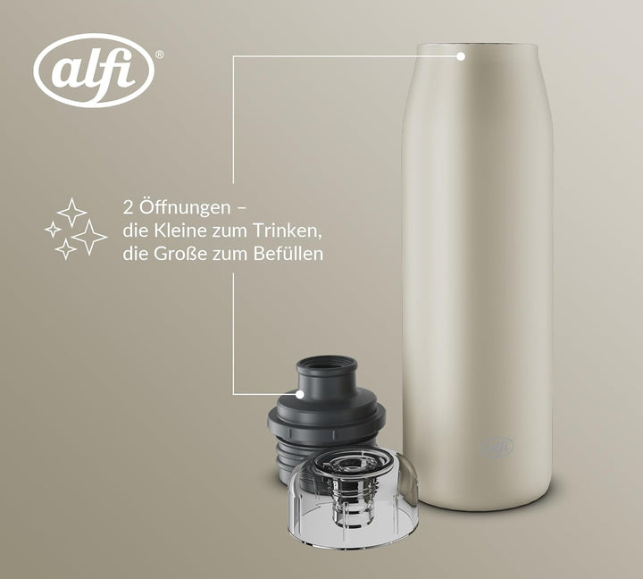 alfi ISO BOTTLE 500ml, beige, Isoliertrinkflasche aus Edelstahl, absolut dichter Drehverschluss, häl