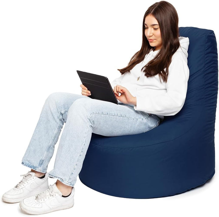PATCH HOME Gamer Sessel inkl. Würfel Bean Bag Set Ø75cm, 30cm Sitzhöhe, 80cm Höhe + 35x35cm Würfel M