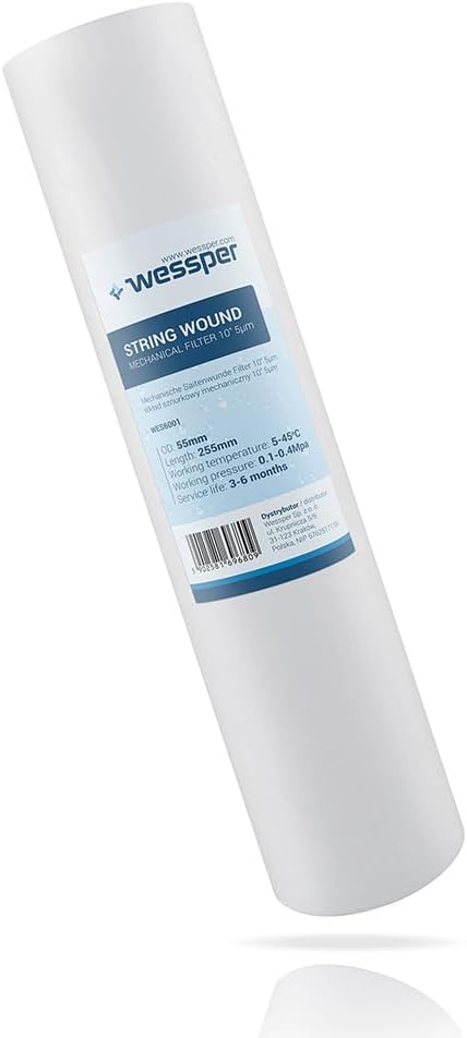 6x Wessper 10" Zoll Sediment Wasserfilterkartuschen für Umkehrosmose, Wasserspeiseleitung &amp; Partikel