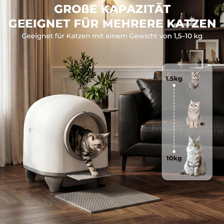 TRIUMPHKEY selbstreinigende Katzentoilette, automatisches Katzenklo mit mehrfachem Schutz, APP-Fernü