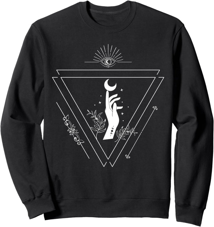 Boho-Design mit Hand, allsehendem Auge, Sonne, Mond &amp; Stern Sweatshirt