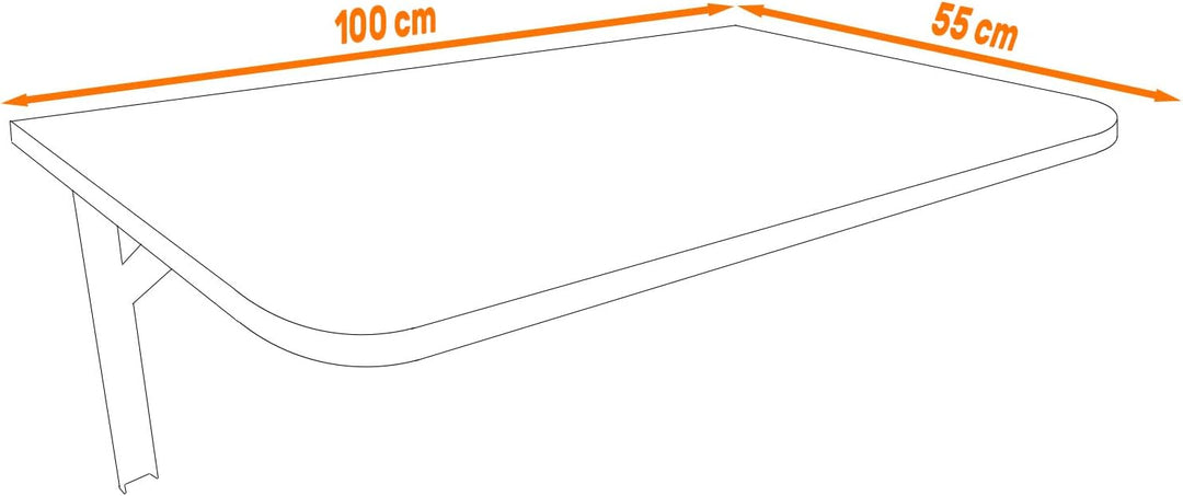 AKKE Klapptisch Wandklapptisch Esstisch - Klappbar Faltbar Platzsparend - Abgerundete Ecken - 100cm