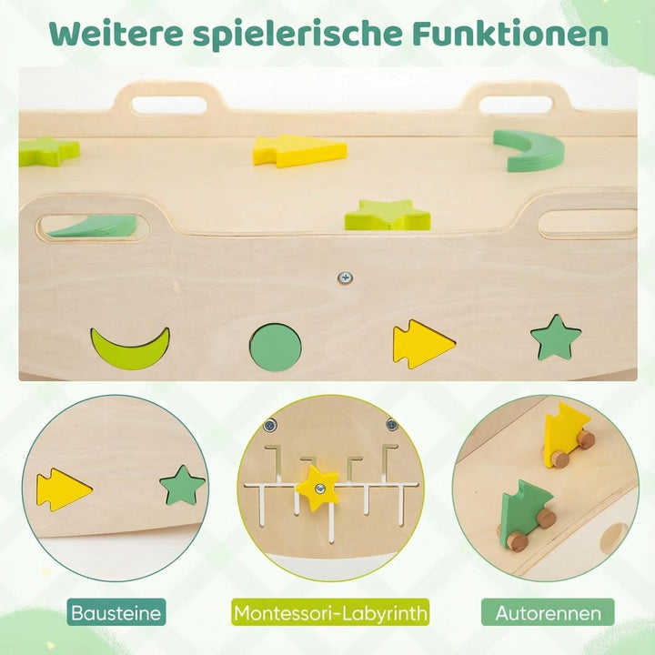 COSTWAY Klettergerüst Indoor 3er Set, klappabres Kletterdreieck mit Rutsche, Kletterbogen, Netz, ink