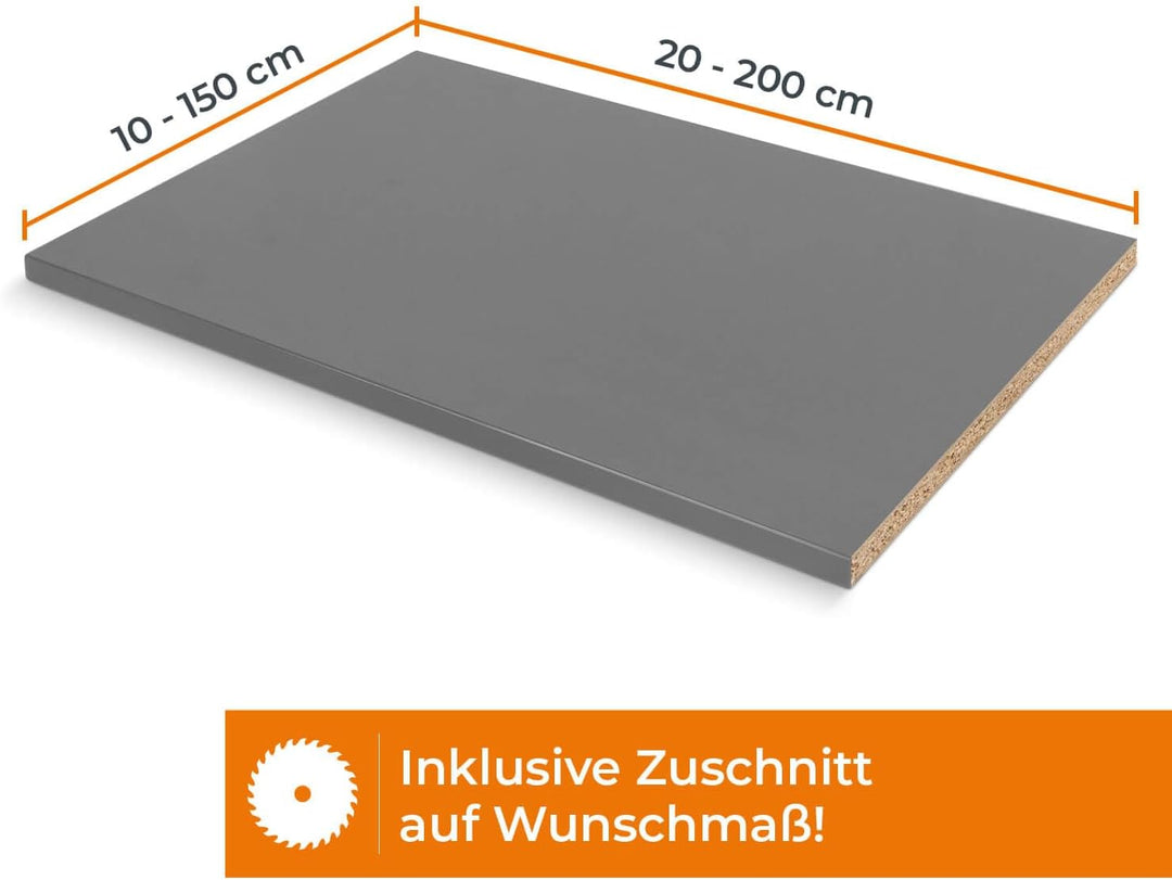 Einlegeboden, Regalboden nach Mass - 1,9 cm Starke Spanplatte, melaminbeschichtet, einseitige ABS-Ka