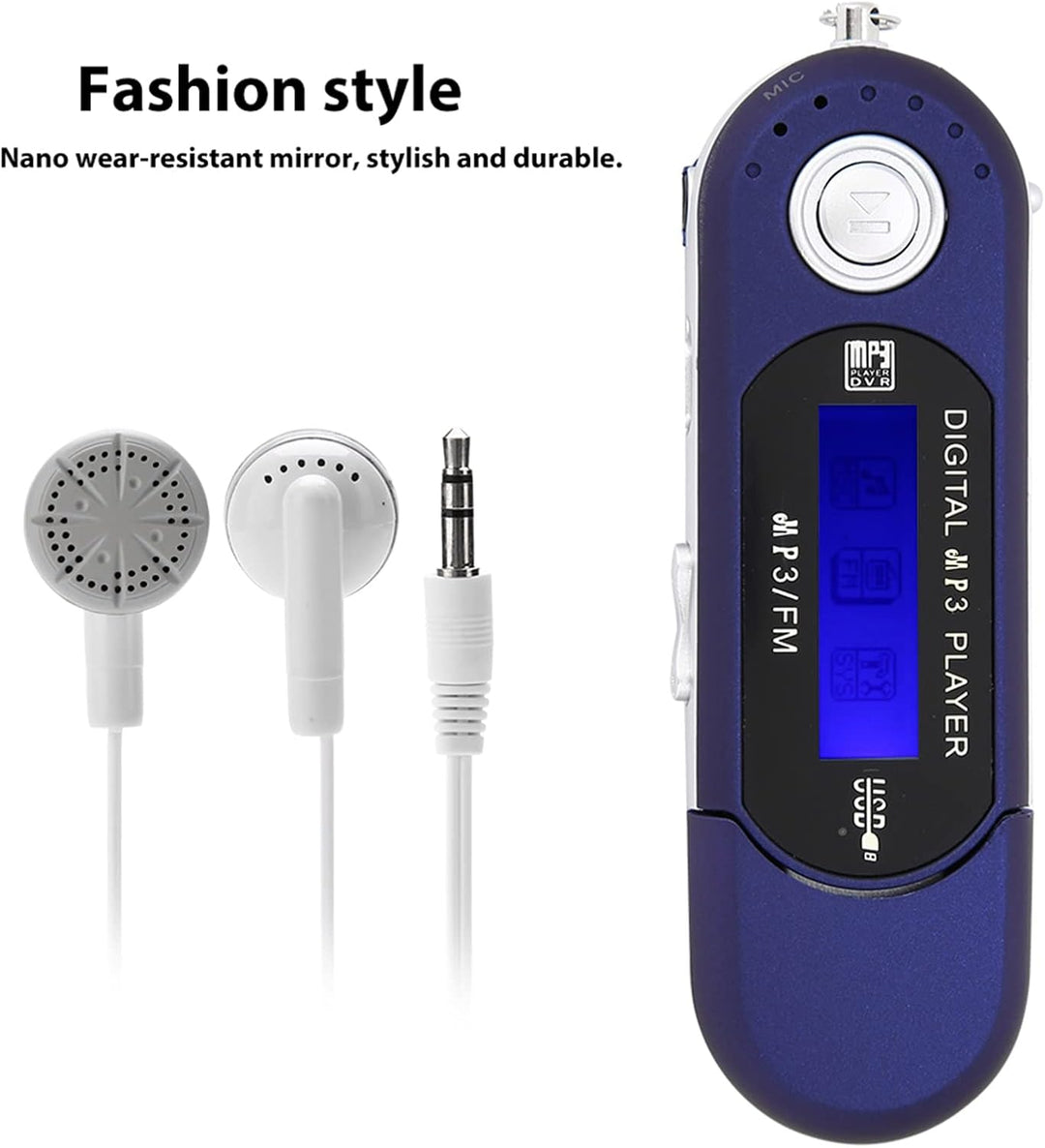 Digitaler MP3 Player, Tragbarer MP3-USB-Player mit LCD-Bildschirm und 32 GB Micro SD, FM-Radio, Spra