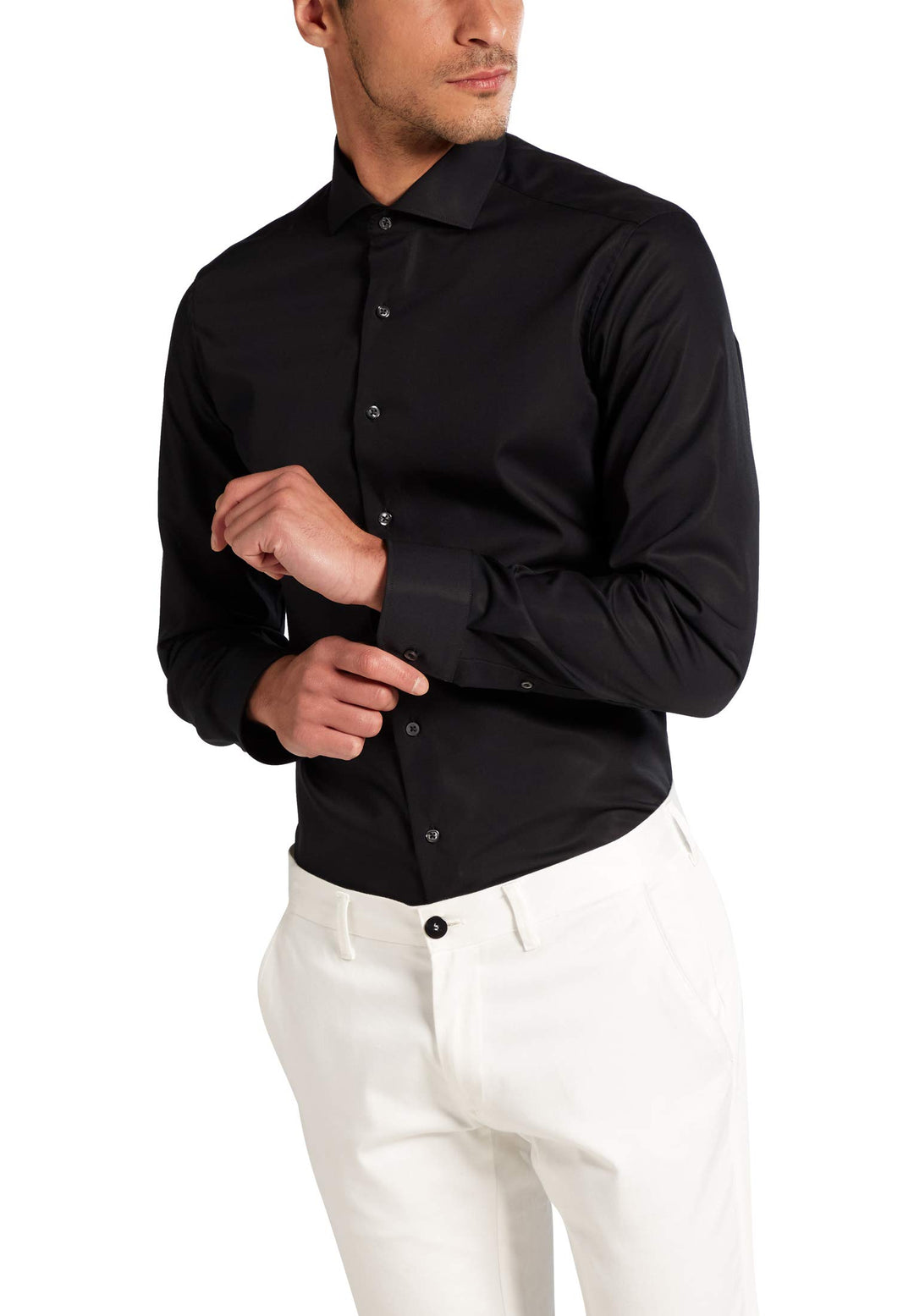 ETERNA Herren Original Shirt Slim FIT, 38 Schwarz