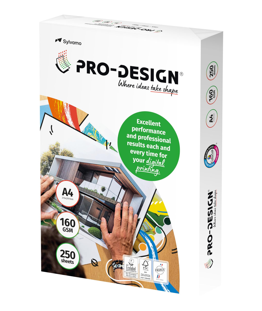 Pro Design 10260059101 Farblaserpapier, A4, 160 g, 250 Blatt, weiss