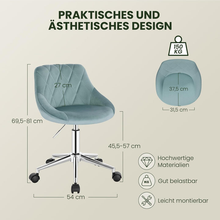 EUGAD Schminkstuhl, Homeoffice Stuhl, Schreibtischstuhl, Kosmetikhocker, Bürostuhl Kinder, höhenvers