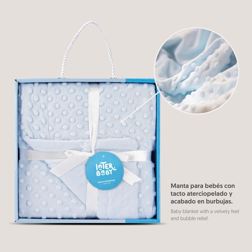 INTERBABY 0881-01 Microfase Babydecke 80 X 110 cm, blau, Blau