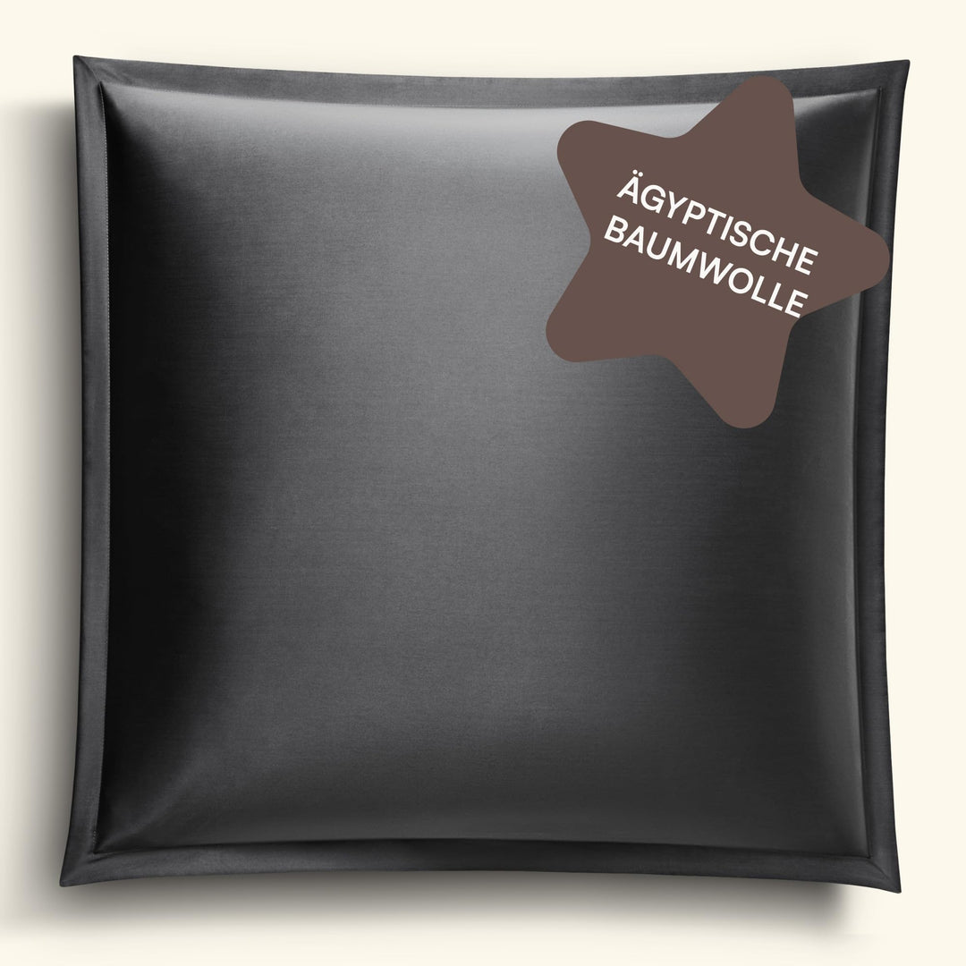 Amqua Mako Satin Kissenbezug (1x) aus ägyptischer Baumwolle 40x40 cm, anthrazit (1x) 40x40cm Schwarz