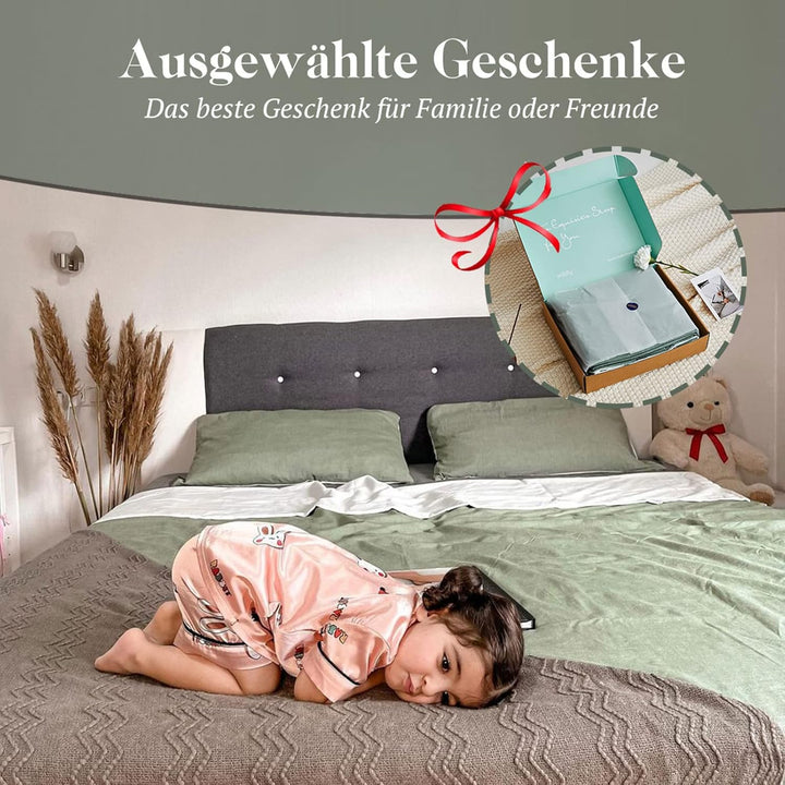 MILDLY 135x200 Baumwolle Salbeigrün, Bettwäsche-Sets 100% Gewaschene mit Leinenartigem Griff,Zertifi