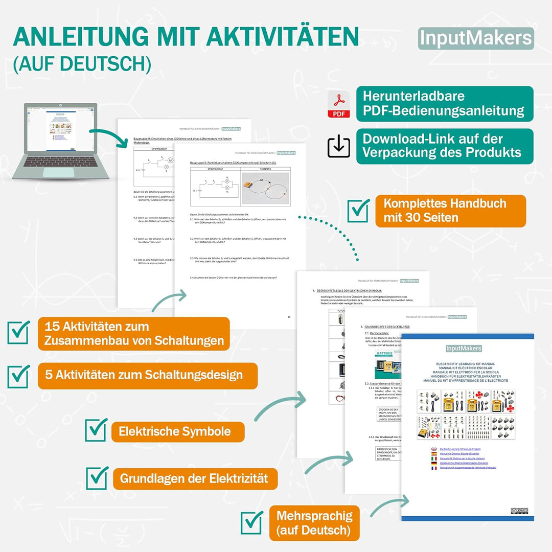InputMakers – Fortgeschrittene Pädagogische Elektro Kit – Elektrobaukasten für Kinder, Elektronik Ba