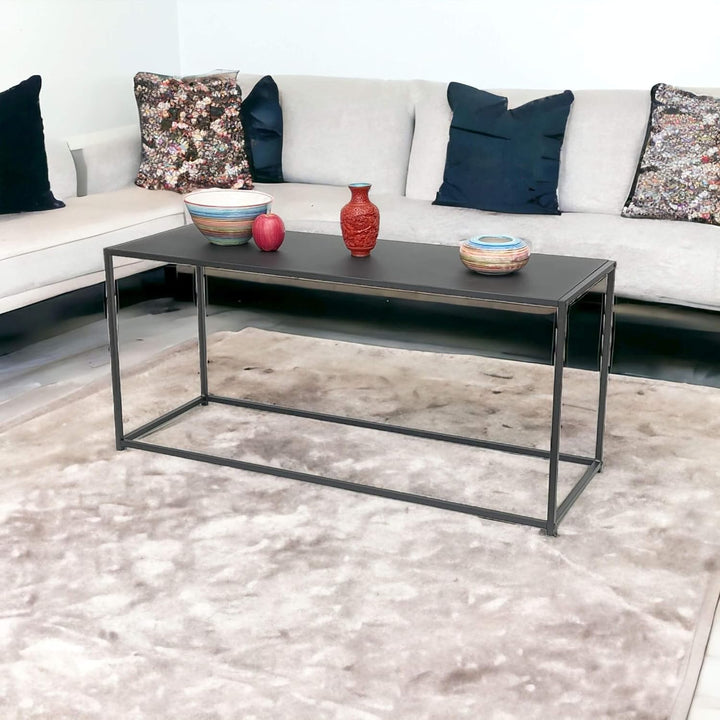 DanDiBo Couchtisch Schwarz Metall Eckig 110x50x40 cm Beistelltisch Wohnzimmer 96470 Tisch Sofatisch