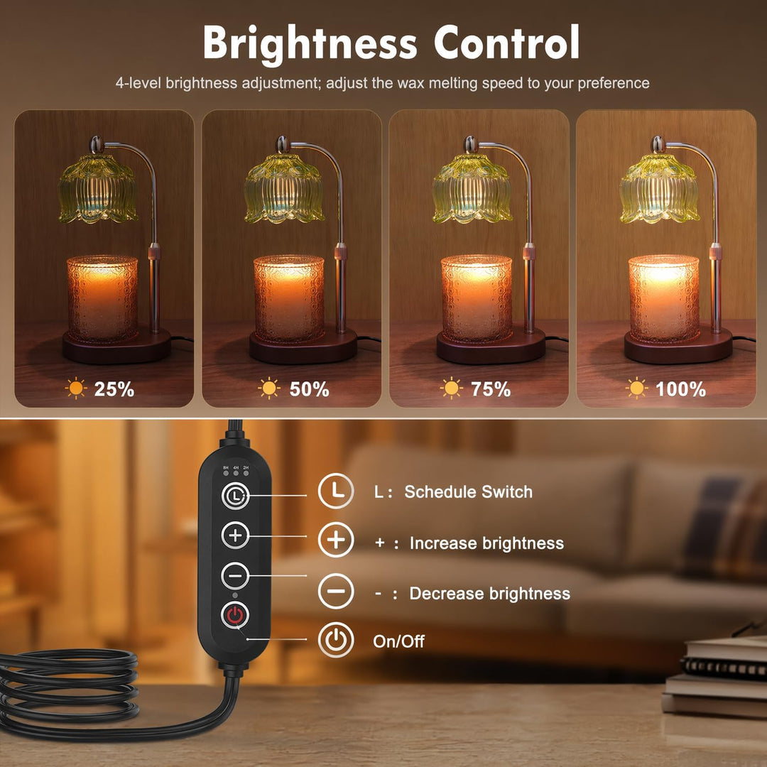 Kerzenwärmerlampe mit Timer und Dimmer – Elektrischer Wachsschmelzer für Duftkerzen mit 2 Glühbirnen