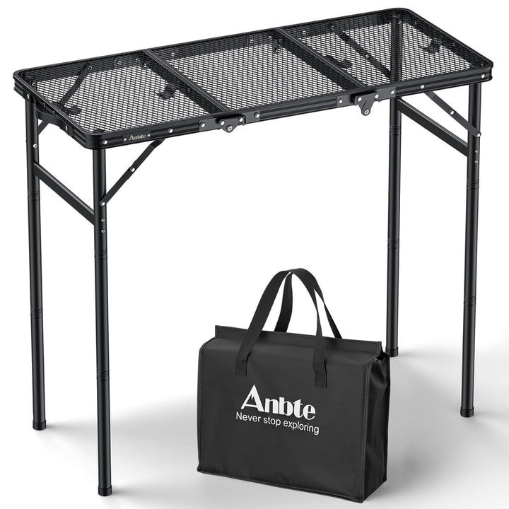 Anbte Campingtisch Klappbar Grilltisch Metallgitter Tischplatte mit 3 Verstellbare Höhe Aluminium Ra