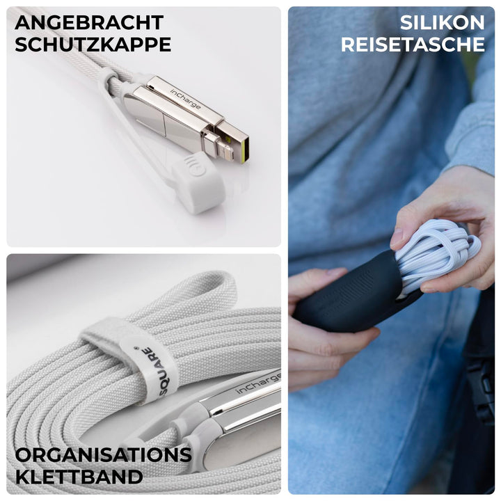 Rolling Square inCharge XL 200 cm - USB-C-Kabel, Universal-Smartphone-Kabel, Geschenk für Männer, 6-