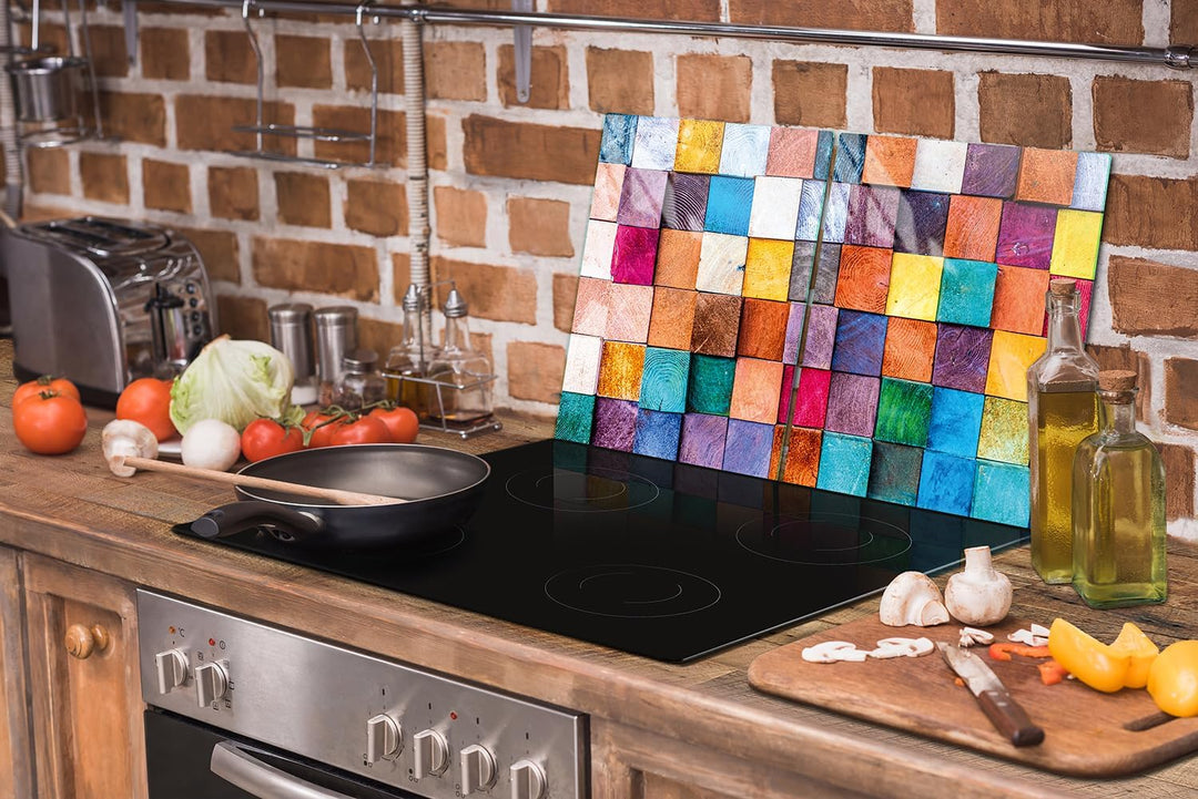 TMK ArtDeko Herdabdeckplatte 2 Teilig 40x52 + 60x52 cm - Spritzschutz Herdabdeckung – Herdschutz aus