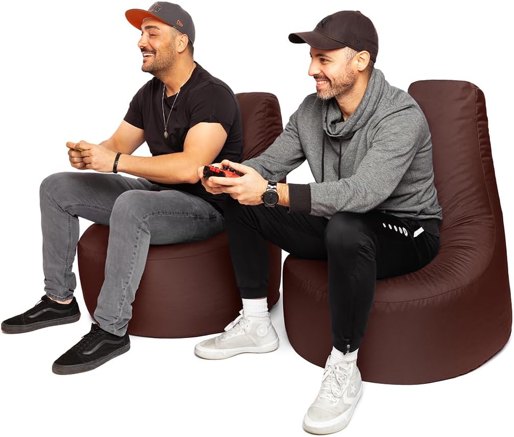 PATCH HOME Gamer Sessel Sitzsack inkl. Würfel Bean Bag Set Ø75cm, 30cm Sitzhöhe, 80cm Höhe + 35x35cm
