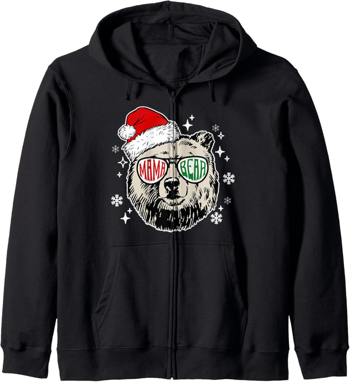 Mama Bear Sonnenbrille Mom Weihnachten Pyjama Familie Kapuzenjacke