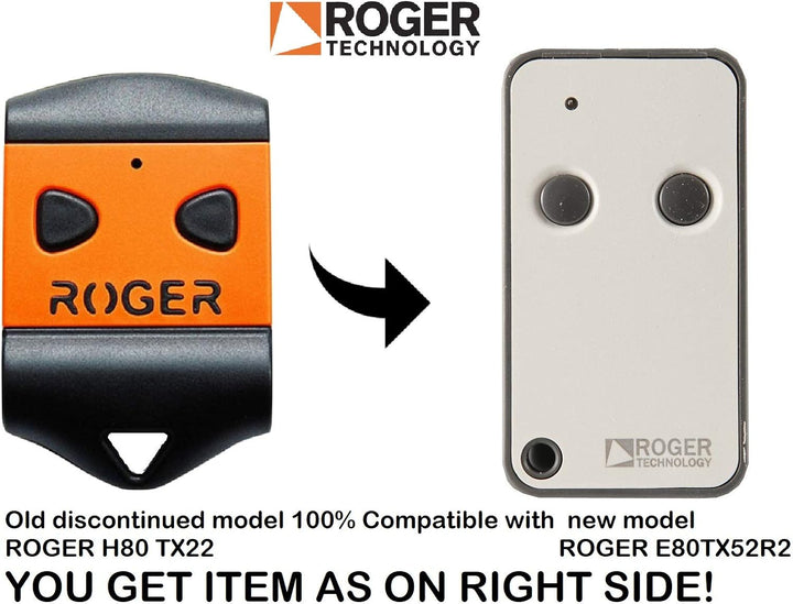 E80/TX52R/2 Fernbedienung Roger Festcode 433,92 MHz 2-Kanal E80 TX52R/2