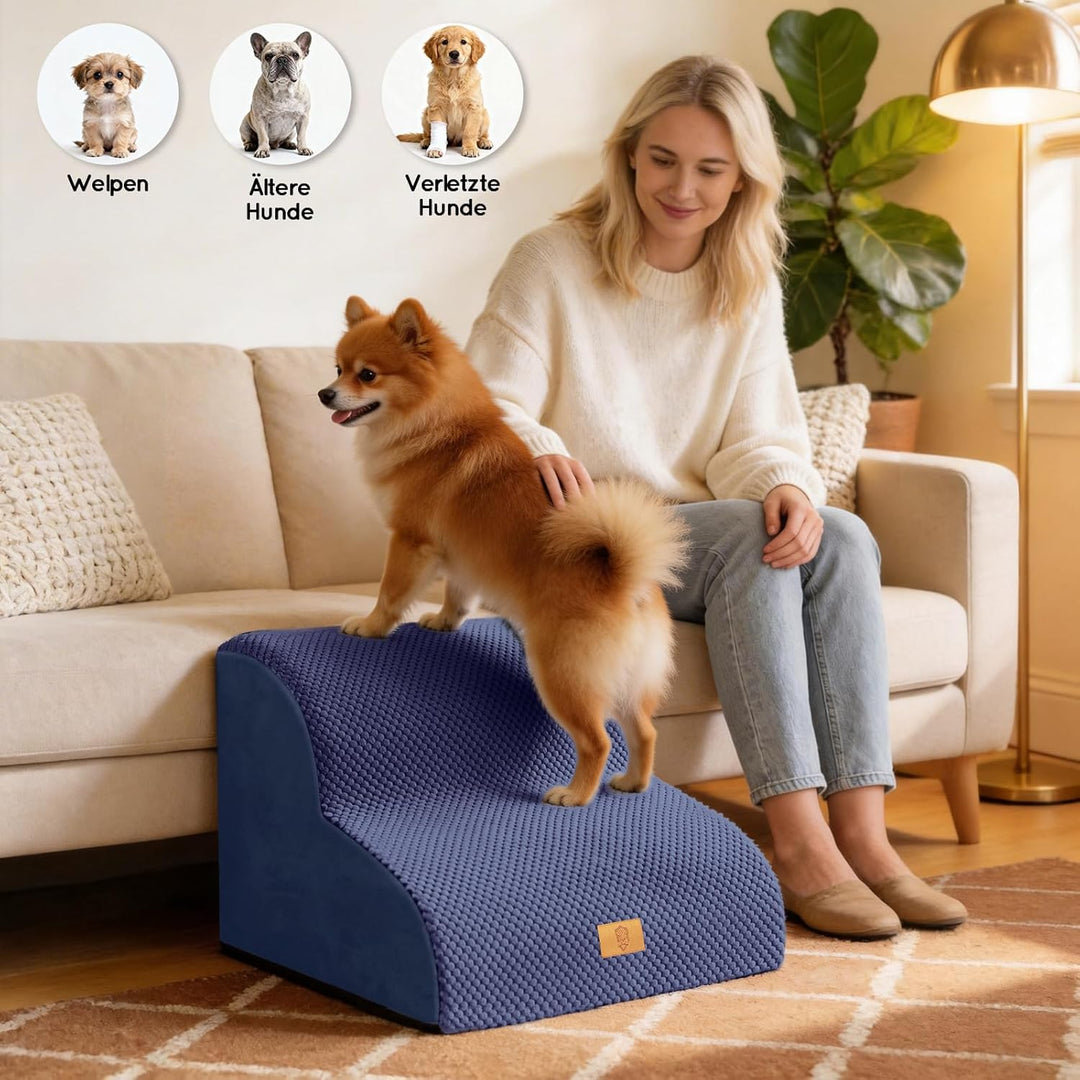 HEVOL Hundetreppe 2 Stufen,40cm Hogh Haustiertreppe Katzentreppe aus Schwamm für Hunde&Katzen,Tragba
