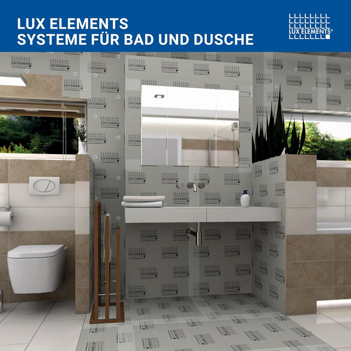LUX ELEMENTS Bauplatte Fertig zum Verfliesen, 125 x 60 cm, 4 Stück (3 qm) LELEE4117, Grau, 6 mm Baup