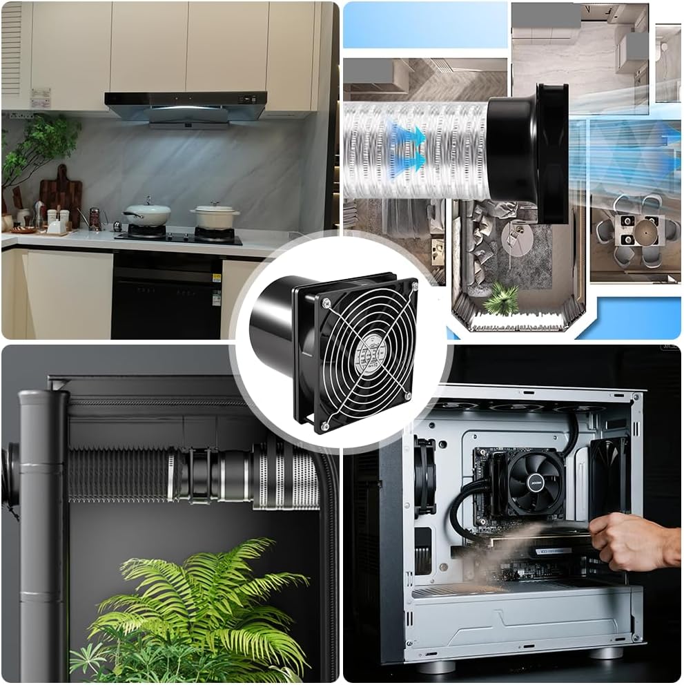 Rohrventilator 100mm, Abluftventilator Rohrlüfter DC 12V mit Geschwindigkeitsregler, Rohrventilator