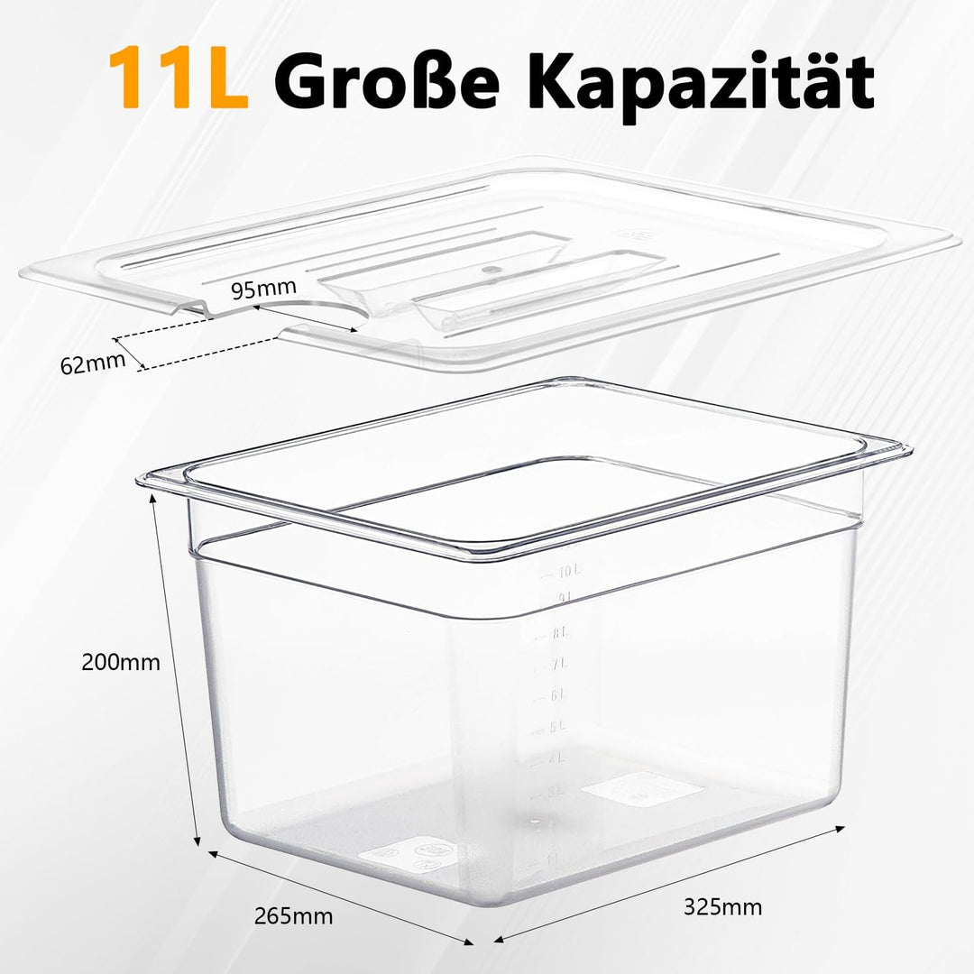 Sous Vide Behälter 12L, Sous Vide Container mit Deckel und Rack ür Sous Vide Stick Garer, Multifunkt