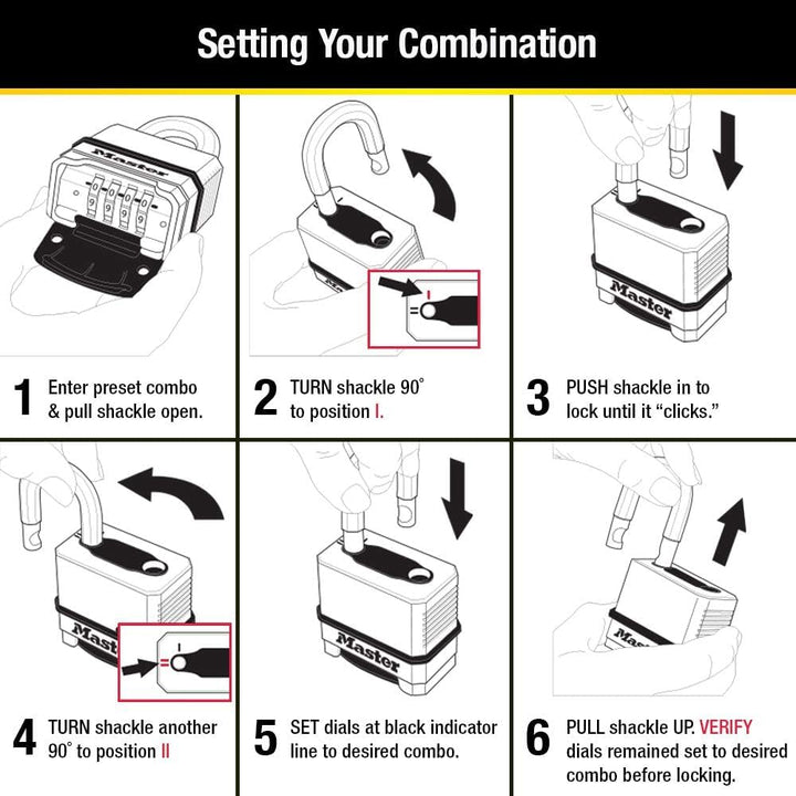 Master Lock Padlock, Magnum Set Your Own Combination Lock, 2 in. Wide, M176XDLH