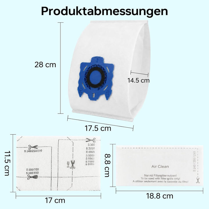 14 Staubsaugerbeutel mit 8 Filter Kompatibel mit Miele GN Serie S2 S4 S5 S6 S8, Complete C2/C3, Clas