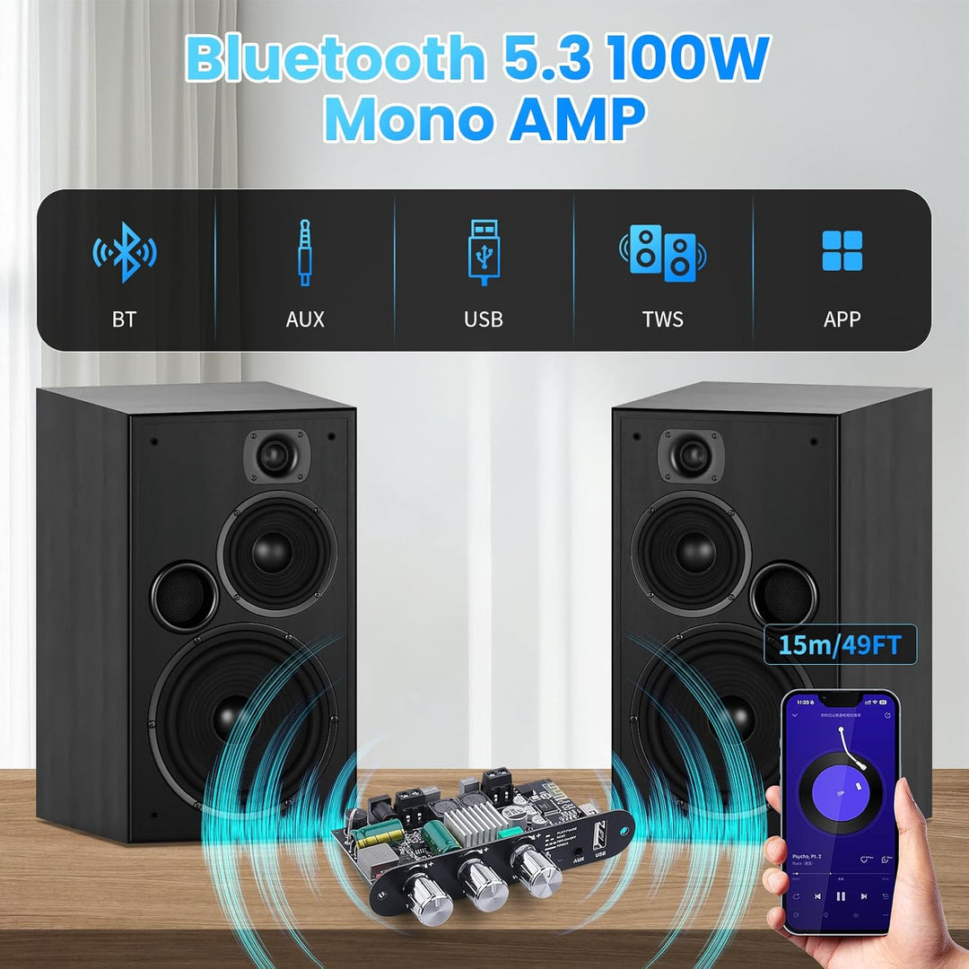 HiFi Verstärker mit Bluetooth 5.3 ZK-1001U Mono Audioverstärkers für Heim Stereoanlage 100W Stereo i