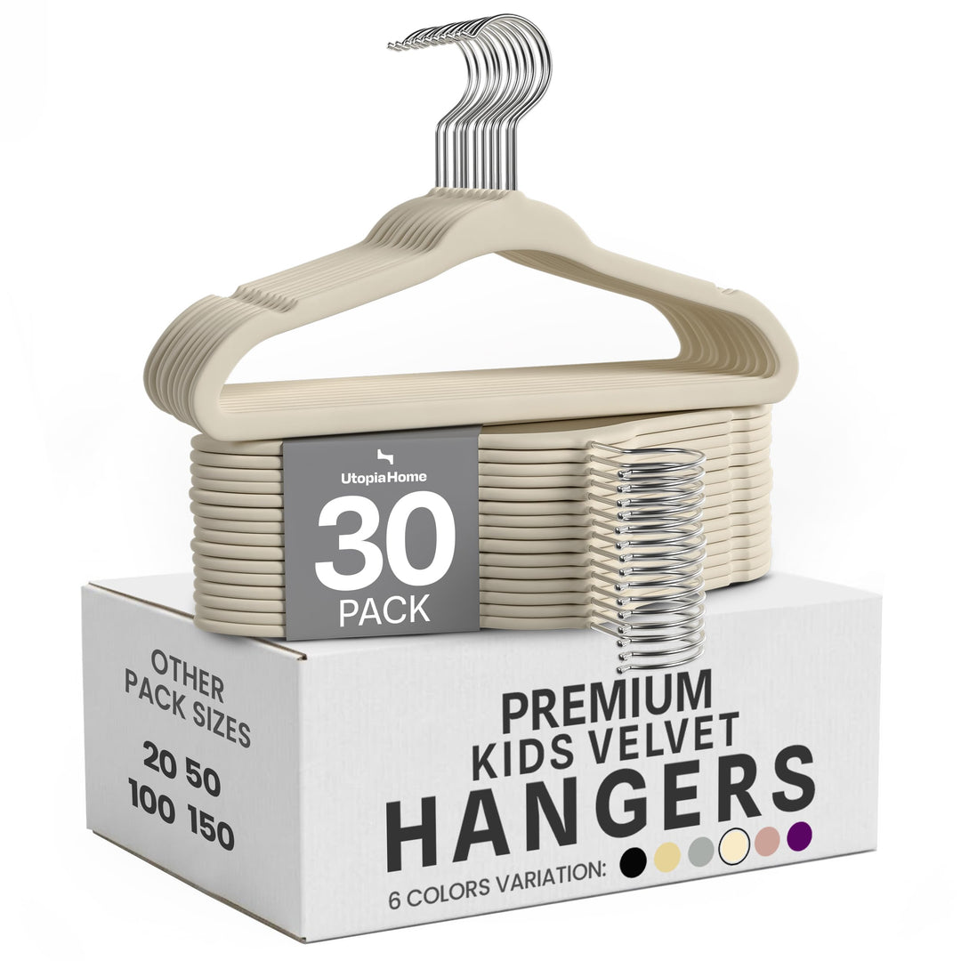 Utopia Home Kinder-Kleiderbügel aus Samt (30 Stück) – 27,9 cm (11 Zoll) robuster Baby-Kleiderbügel –