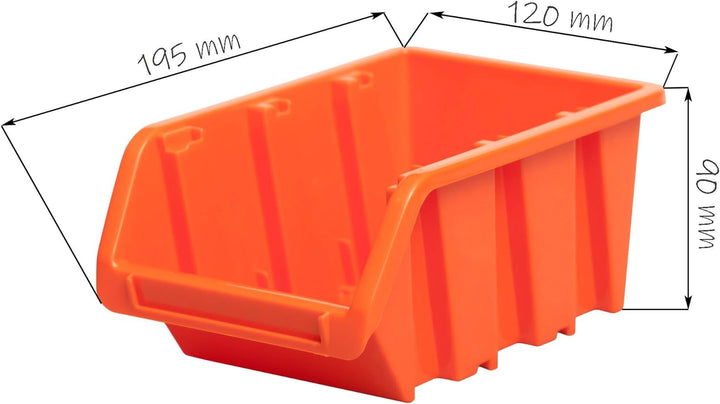 Lager Wandregal Lagerregal, 42 Stapelboxen Orange Gr. 3 , 4 Wandplatten