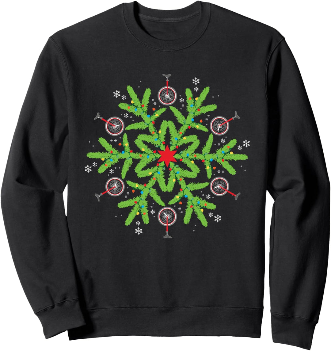 Unicycle Weihnachten Schneeflocke Einrad Sweatshirt