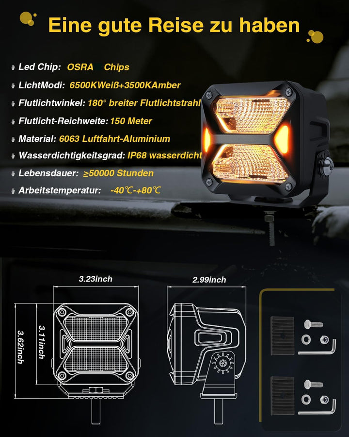 CO LIGHT 3 Zoll LED Zusatzscheinwerfer 48W Arbeitsscheinwerfer 12v 24V IP68 LED Scheinwerfer Für Mot
