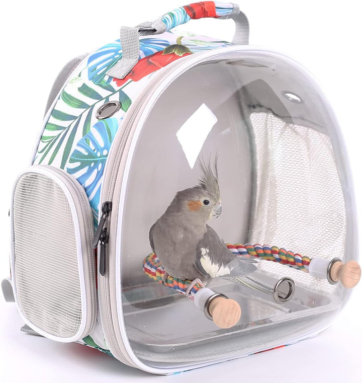 ORIZZP Vogeltrage-Rucksack mit Seilsitzstange, tragbarer Vogel-Reise-Rucksack (mehrfarbig, Vogelträg
