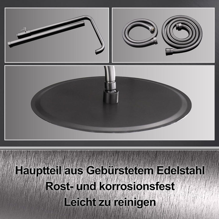 Görbach Edelstahl Duschset ohne Armatur, Regendusche Duschsystem mit Duschkopf, Duschstange, Duschsc