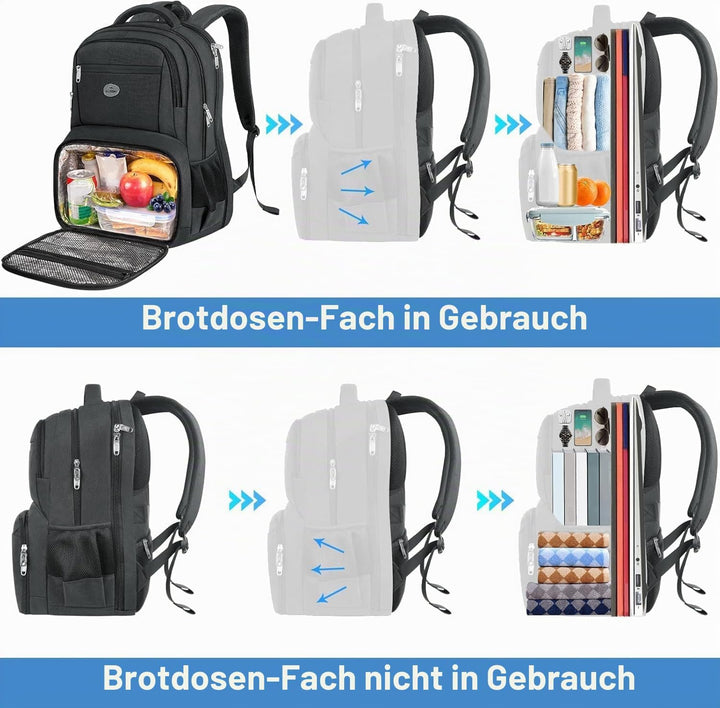 MATEIN Laptop Rucksack 17 Zoll mit Kühlfach, Lunch Rucksack Reiserucksack Herren mit USB Ladeanschlu