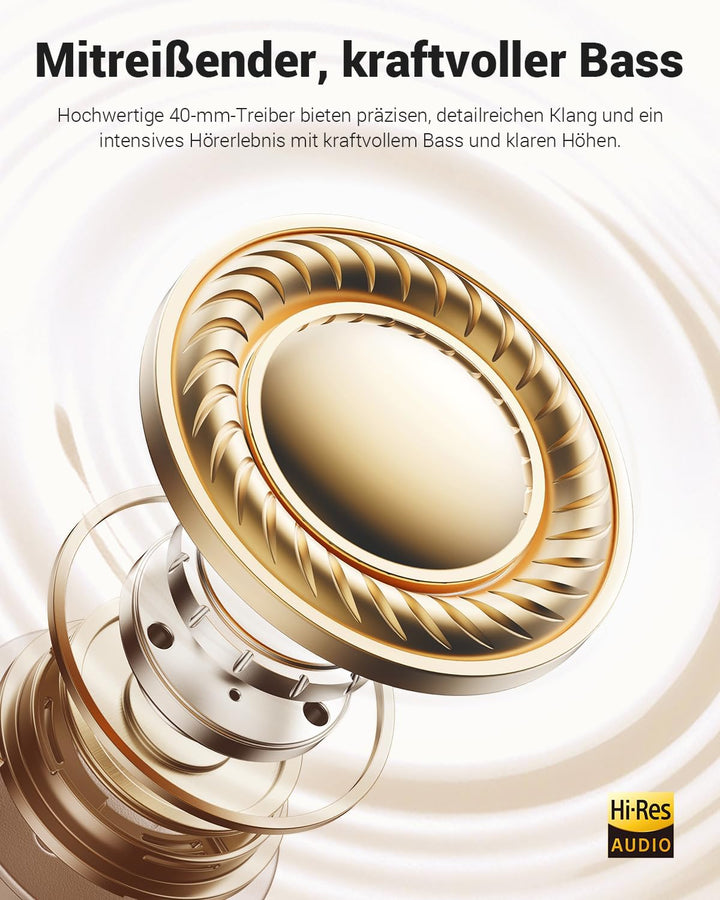 Wentronic Y01 Noise-Cancelling-Kopfhörer, Kabellose Over-Ear-Kopfhörer, Bluetooth 5.3, Hi-Res Sound,