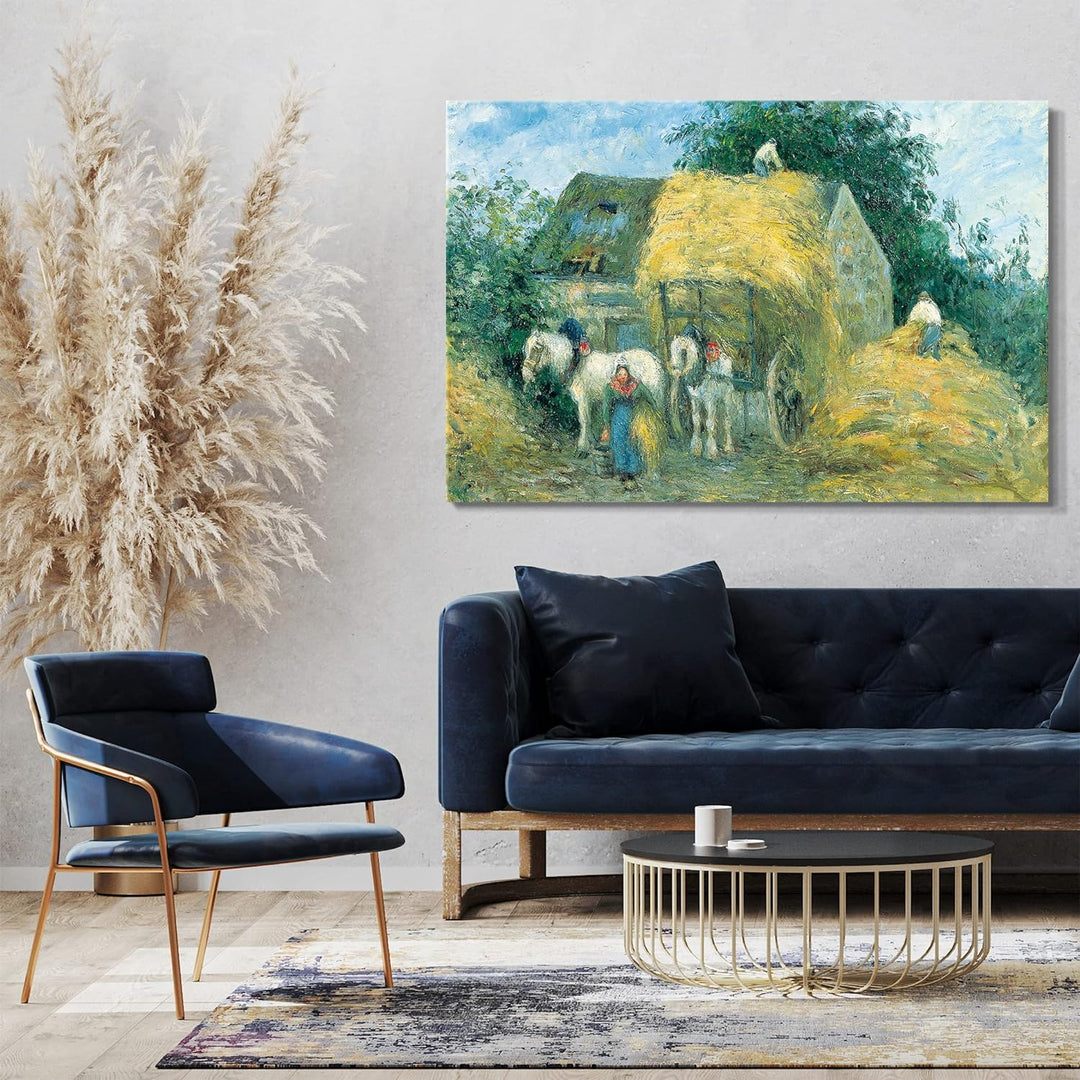 Printed Paintings Leinwand (80x60cm): Camille Pissarro - The Hay Cart Montfoucault 80x60 cm, 80x60 c