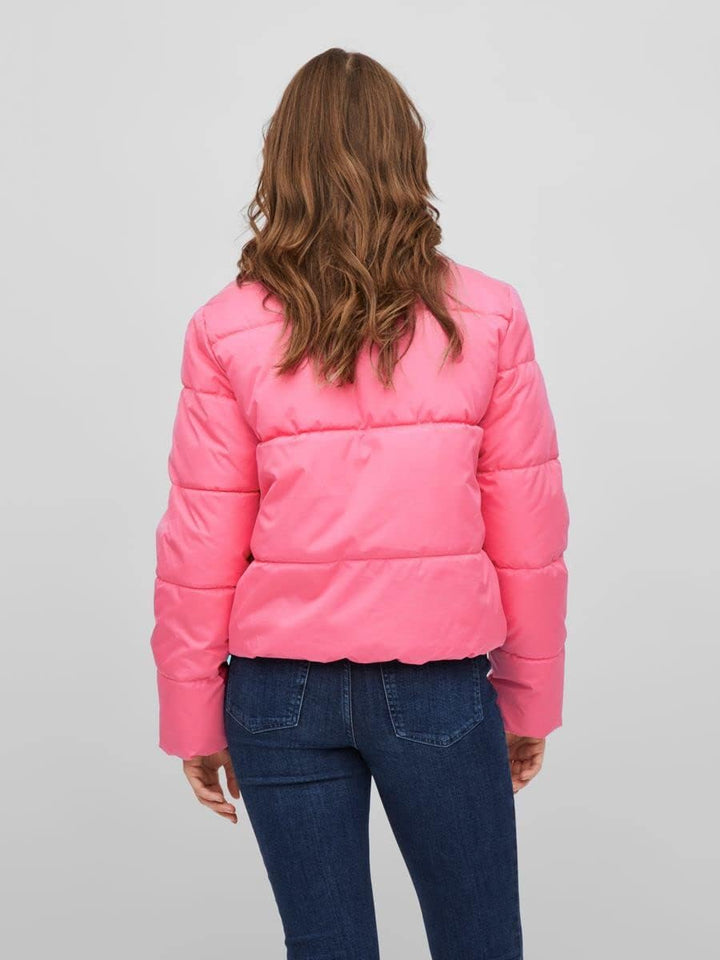 Vila Damen Vitate L/S Short Puffer Jacket-Noos Jacke, Fandango Pink